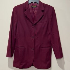 BROOKS BROTHERS Women’s S 10 Wool Cashmere Blend Burgundy Suit Jacket Button